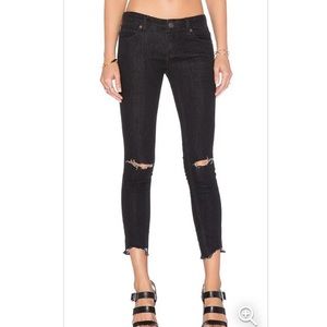 Free people 27 skinny black frayed jeans